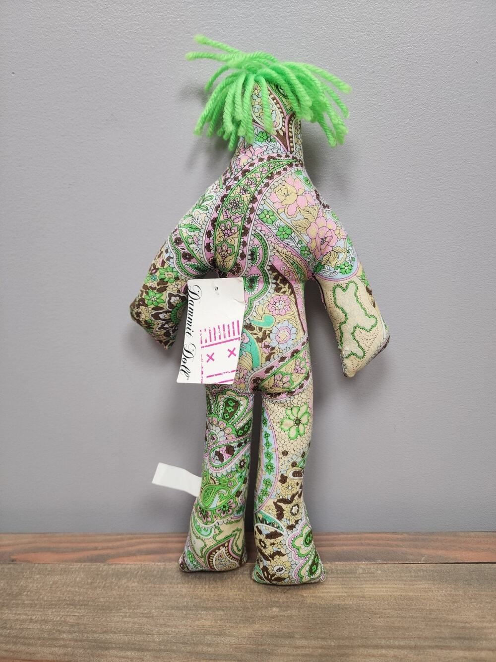 DAMMIT DOLL - GREEN Floral With Green Hair & Blue Eyes Stress Relief